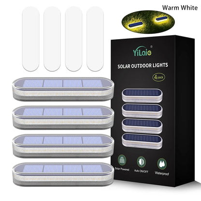 Solar Deck Lights 4 Counts Outdoor Step Lights Waterproof IP68 Led Solar Garden Lights for Stairs Fence Yard Patio Pathway