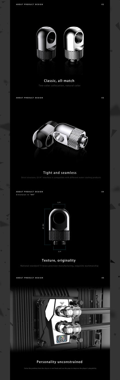 Bykski Granzon Fittings 4pcs/Lot , Adaptor G1/4 Rotary Connector Revolvable for PC Water Cooling System , GD-SK GD-X GD-90 GD-45