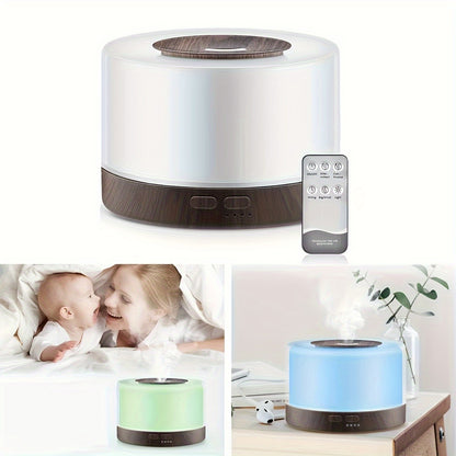 Diffuser For Home Smart Aromatherapy Diffuser 500ml   Wood Design Ultrasonic Humidifier w/ Remote  7 LED Colors  6 Essential Oil