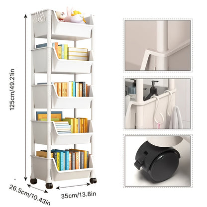 5 Layers/1pc/2pcs [Mobile Storage Rack] 5-tier Mobile Storage Rack | Multi-layer SPA Storage Cart - Non-electric, with Wheels, Suitable for Garage, Living Room, Bedroom Dormitory Book Storage, Utility Shelves