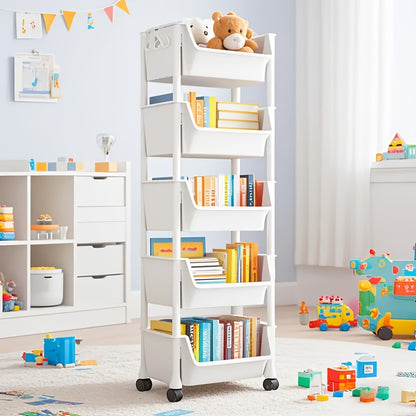 5 Layers/1pc/2pcs [Mobile Storage Rack] 5-tier Mobile Storage Rack | Multi-layer SPA Storage Cart - Non-electric, with Wheels, Suitable for Garage, Living Room, Bedroom Dormitory Book Storage, Utility Shelves
