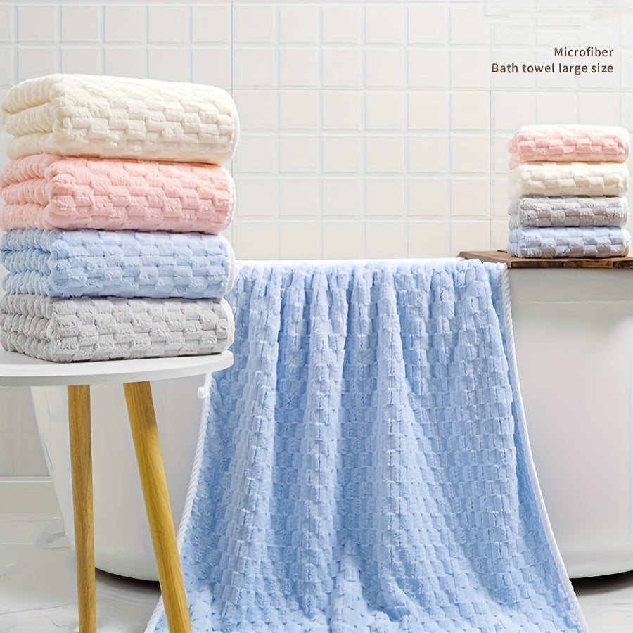 4 Pack Adult Microfiber Bath Towels, Super Absorbent Soft Waffle Bath Towels, Quick Dry Bath Towels For Daily Use, Spa, Gym And Travel, Wash Cloths