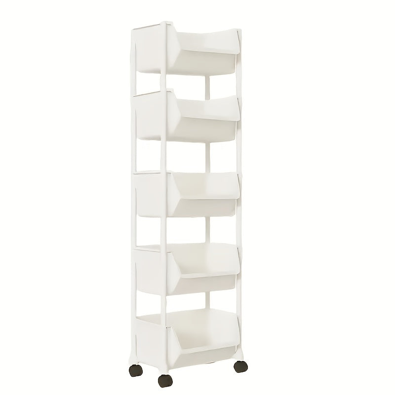 5 Layers/1pc/2pcs [Mobile Storage Rack] 5-tier Mobile Storage Rack | Multi-layer SPA Storage Cart - Non-electric, with Wheels, Suitable for Garage, Living Room, Bedroom Dormitory Book Storage, Utility Shelves