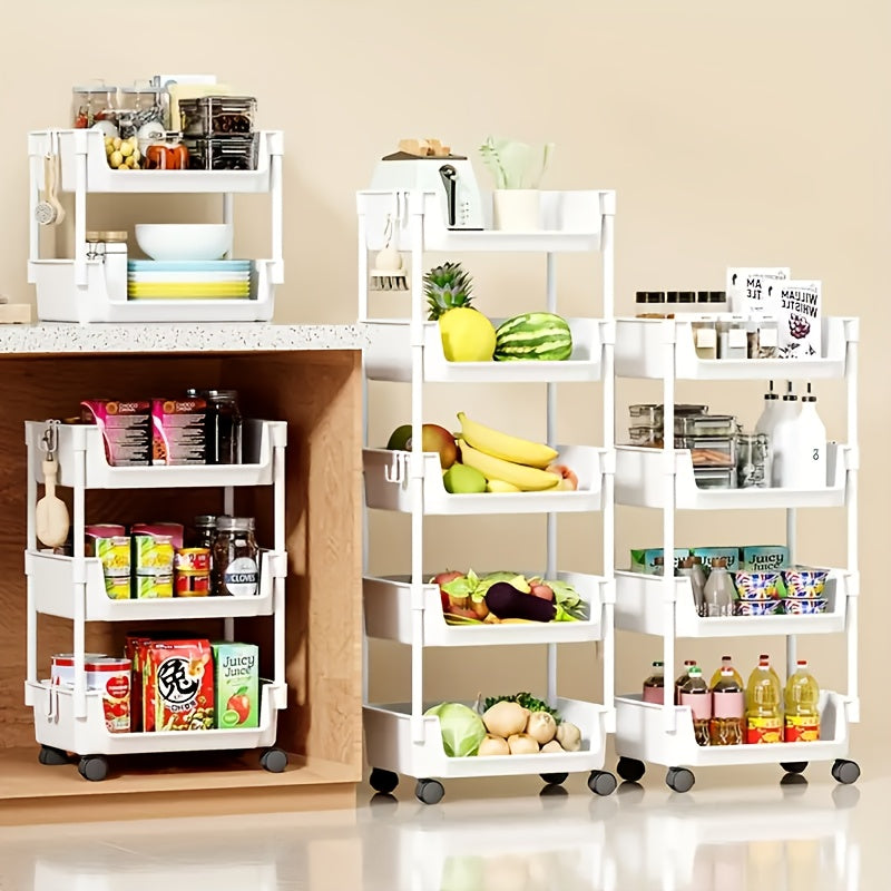5 Layers/1pc/2pcs [Mobile Storage Rack] 5-tier Mobile Storage Rack | Multi-layer SPA Storage Cart - Non-electric, with Wheels, Suitable for Garage, Living Room, Bedroom Dormitory Book Storage, Utility Shelves