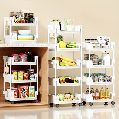 5 Layers/1pc/2pcs [Mobile Storage Rack] 5-tier Mobile Storage Rack | Multi-layer SPA Storage Cart - Non-electric, with Wheels, Suitable for Garage, Living Room, Bedroom Dormitory Book Storage, Utility Shelves