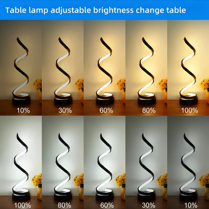 Bedside Table Lamp for Bedroom - 2/1 Pack Touch Lamp USB C Charging Ports, 3 Way Dimmable Modern Minimalist Dimmable Spiral Table Lamp for Living Room, Desk, LED Bulb Included (Black/White)