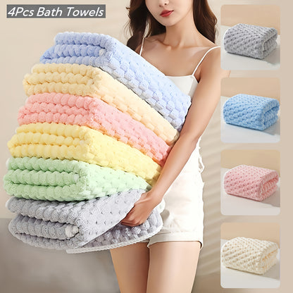 4 Pack Adult Microfiber Bath Towels, Super Absorbent Soft Waffle Bath Towels, Quick Dry Bath Towels For Daily Use, Spa, Gym And Travel, Wash Cloths