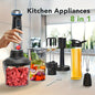 8 In 1 Immersion Blender, - 1000W Heavy Duty Motor, Meat Chopper, 16 Speed Mode Handheld Blender With Stainless Steel Shaft - Includes 8 Total Pieces, Kitchen Must Haves
